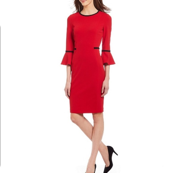 Calvin Klein Dresses & Skirts - Calvin Klein Bell Sleeve Piping Detail Dress